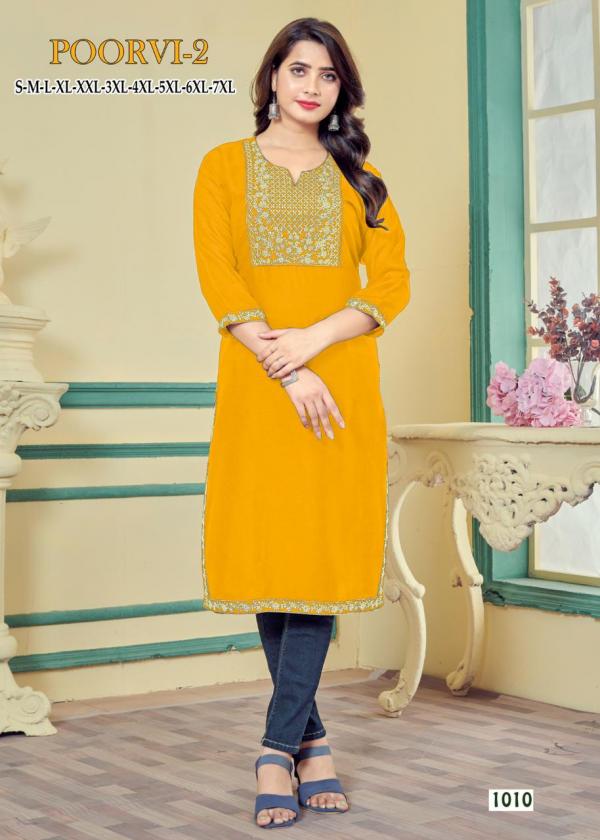 Poorvi 2 Regular Wear Rayon Kurti Collection